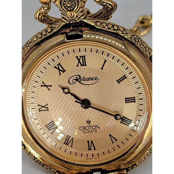 Thomas Edison Commemoration of The Light Bulb Pocket Watch Gold Finish Chain - Picture 1 of 4